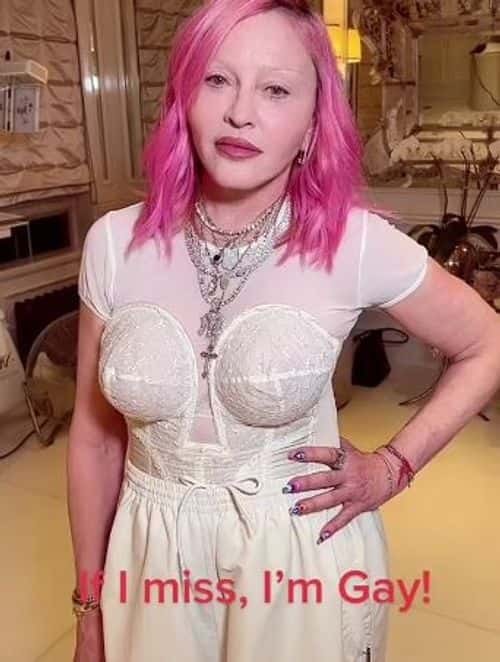 The popstar was seen flaunting her pink coloured hair ( Madonna/TikTok)