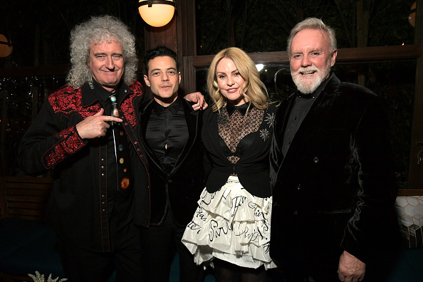 Brian May, Rami Malek, Sarina Potgieter, and Roger Taylor (Getty Images)
