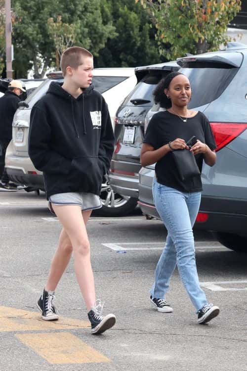 Shiloh Jolie Pitt's buzz cut grabs eyeballs as she steps out with sister Zahara. (Photo: Backgrid)