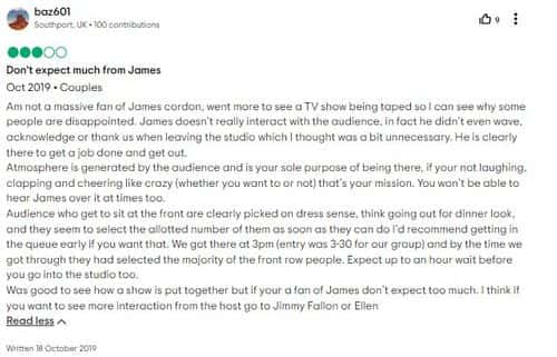 Don't expect much from James, says another user (Trip Advisor)