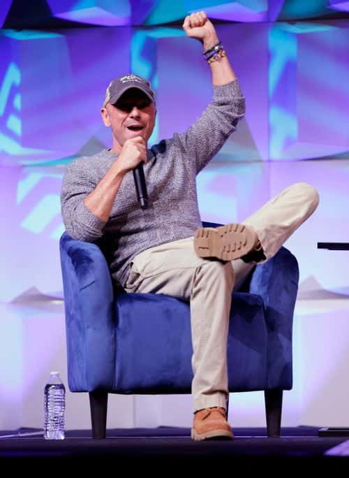 (EDITORIAL USE ONLY) Singer and songwriter Kenny Chesney speaks onstage at the Omni Nashville Hotel on March 14, 2023 in Nashville, Tennessee.