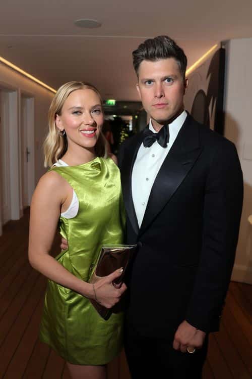 (L-R) Scarlett Johansson and Colin Jost attend the Cannes Film Festival Air Mail Party at Hotel du Cap-Eden-Roc on May 23, 2023 in Cap d'Antibes, France.