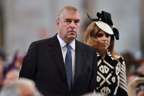Prince Andrew, Duke of York and Princess Beatrice arrive to attend a service of thanksgiving for Queen Elizabeth II's 90th birthday at St Paul's cathedral on June 10, 2016 in London, United Kingdom.