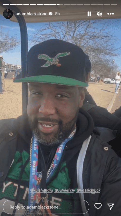 Adam Blackstone at Super Bowl LVII (Instagram/@adamblackstone)