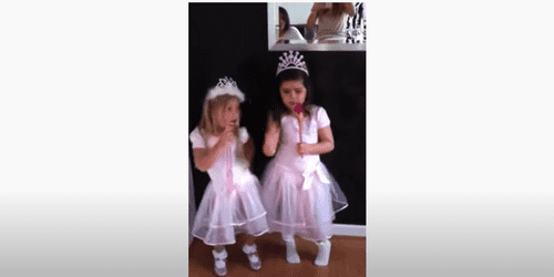 Sophia Grace and Rosie McClelland performing to Nicki Minaj's