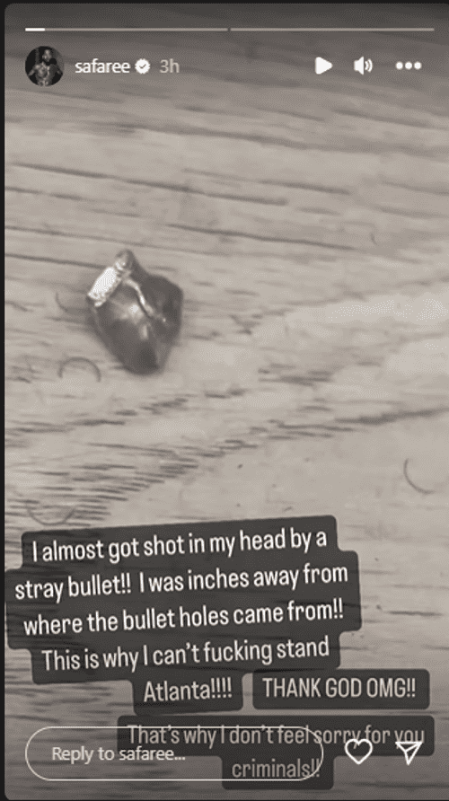 Safaree Samuels almost hit by a bullet (@safaree/instagram)