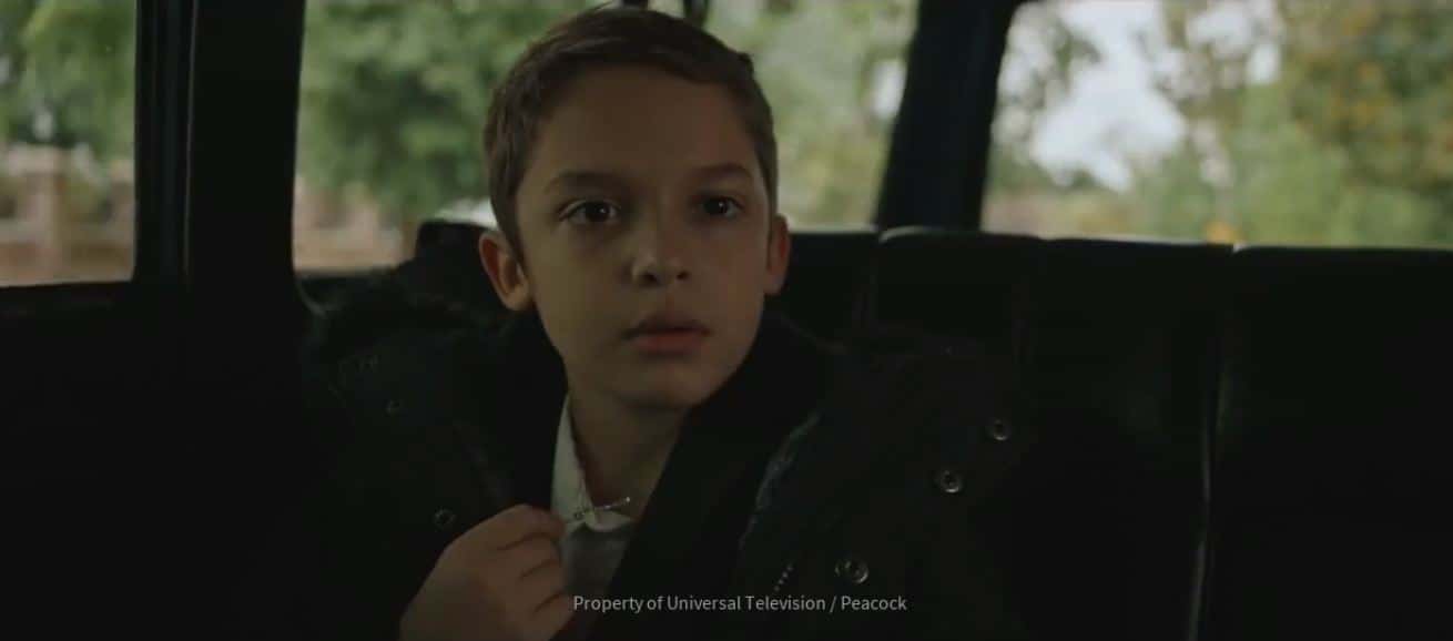 Preston James Brodrick as Young Pete Davidson in 'Bupkis' (NBC Universal)