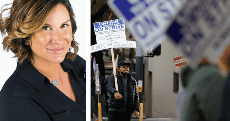 Nerissa Regnier; Kaiser Permanente nurses and workers are staging informational pickets across California (Justin Sullivan/Getty Images)