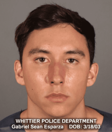 The Police arrested the suspect named Gabriel Esparza, 20, of Whittier (Whittier Police Department)
