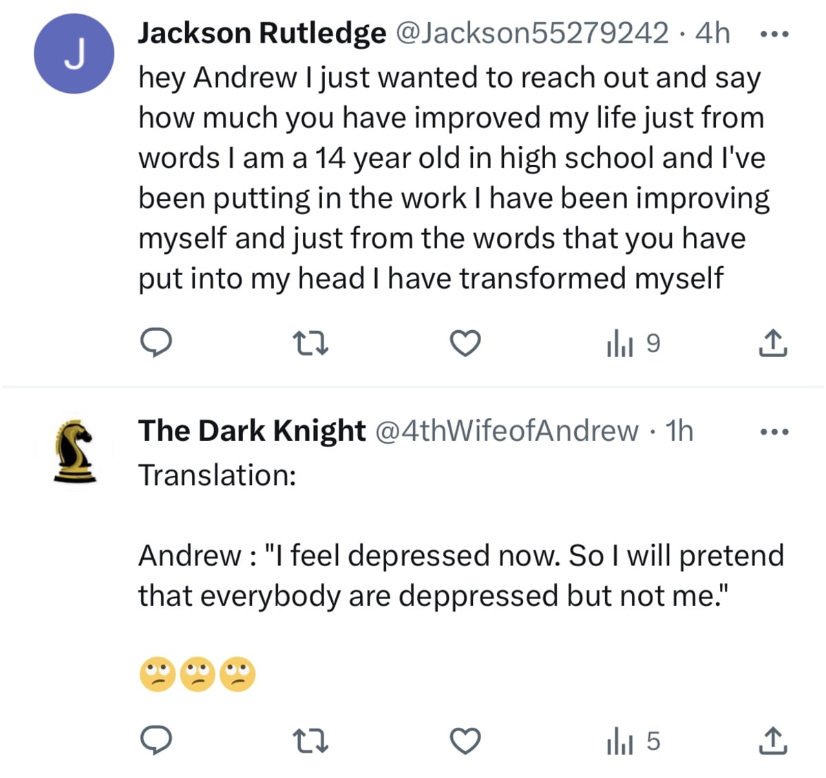 Comments on Andrew Tate's Tweet (@realworld/Twitter)