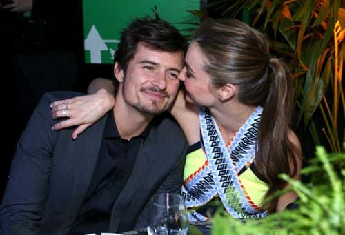 Actor Orlando Bloom (L) and Miranda Kerr attend Global Green USA's 10th Annual Pre-Oscar Party at Avalon on February 20, 2013 in Hollywood, California.
