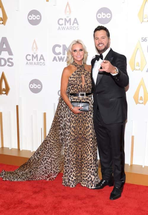 Caroline Boyer and Luke Bryan attend The 56th Annual CMA Awards at Bridgestone Arena on November 09, 2022 in Nashville, Tennessee.