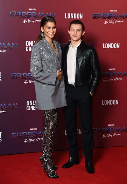 (L-R) Zendaya and Tom Holland attend a photocall for 