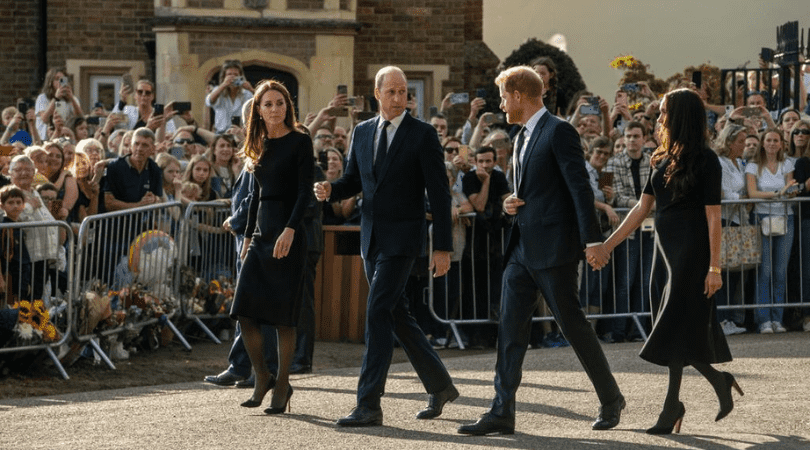 The Fab Four proceed to greet well-wishers outside Windsor Castle on September 10. (Mark Kerrison/In Pictures via Getty Images)