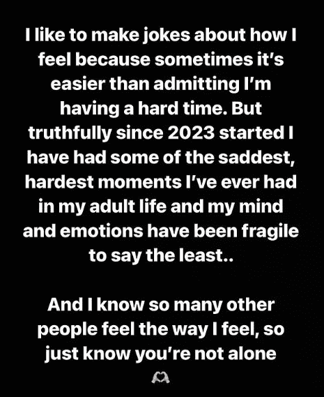 The wife of Justin Bieber, 26, confessed that 2023 has been difficult for her and that she has become emotionally 'fragile' as a result of facing trouble after difficulties (haileybieber/Instagram)