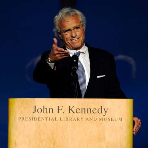 Joseph P. Kennedy II speaks at a memorial for U.S. Sen. Edward Kennedy at the John F. Kennedy Library August 28, 2009 in Boston, Massachusetts. Kennedy, youngest sibling to brothers President John F. Kennedy and Robert F. Kennedy, died of brain cancer August 25.