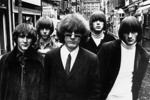 Innovative Californian folk-pop-rock combo The Byrds in London for their British tour. They are (left to right) David Crosby, Chris Hillman, Jim McGuinn, Michael Clarke and Gene Clark.    (Photo by Keystone/Getty Images)
