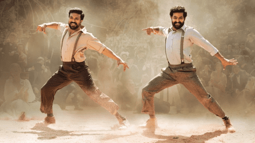 Ram Charan and NT Rama Rao Jr. in a still from 'RRR' (Variance Films)