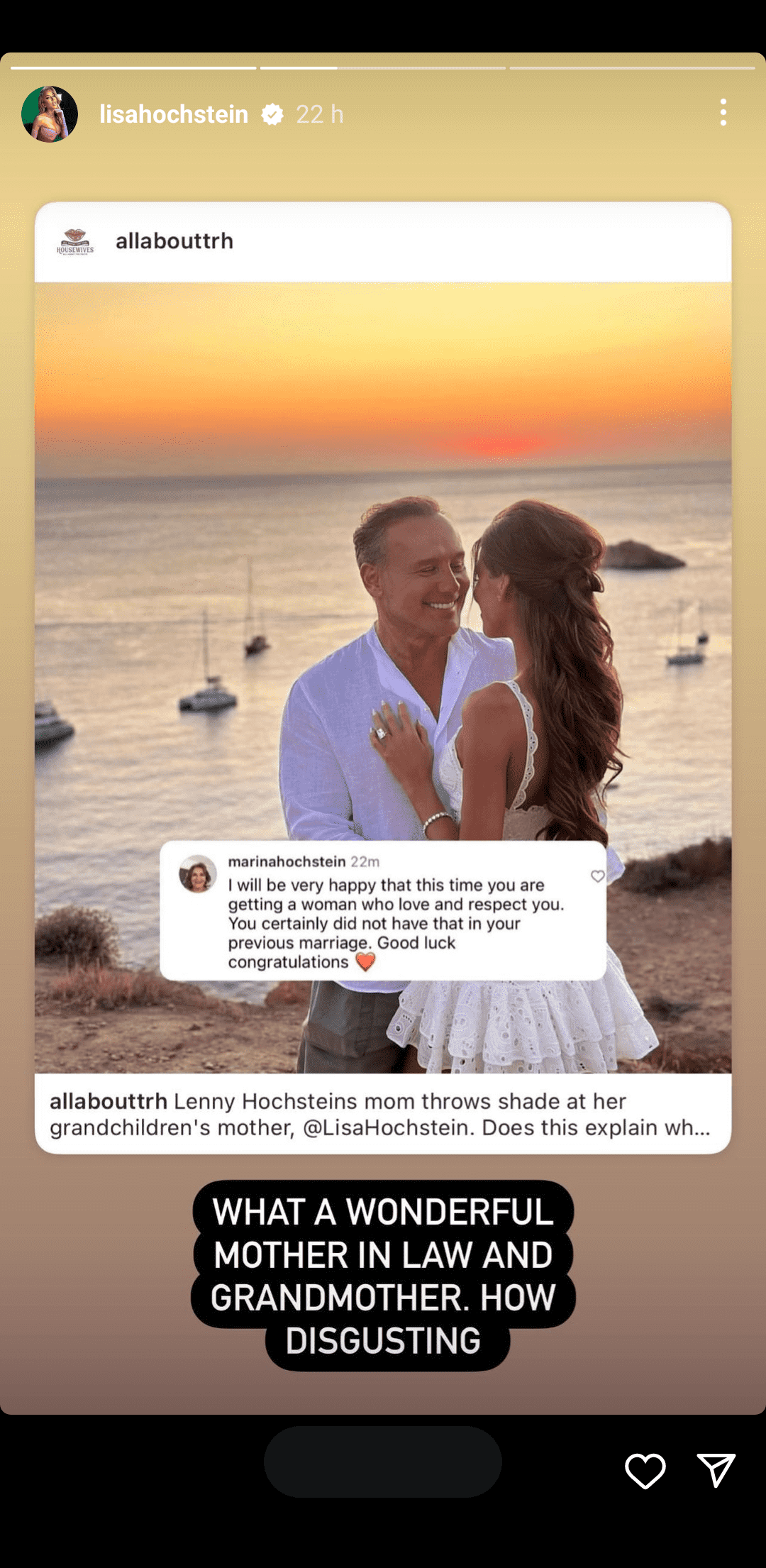 Lisa Hochstein slams mother-in-law Marina Hochstein's congratulatory comment 