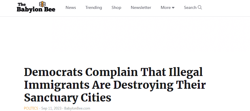 The Babylon Bee's headline on NYC migrant crisis (The Babylon Bee)