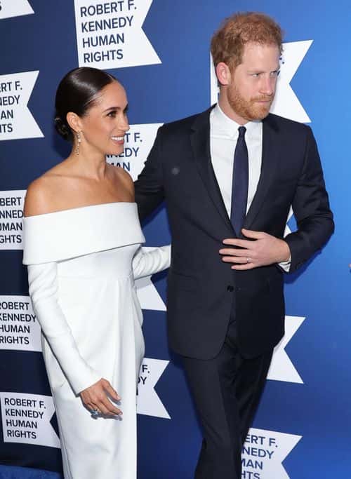 Meghan, Duchess of Sussex and Prince Harry, Duke of Sussex attend the 2022 Robert F. Kennedy Human Rights Ripple of Hope Gala at New York Hilton on December 06, 2022 in New York City. (Photo by Mike Coppola/Getty Images for 2022 Robert F. Kennedy Human Rights Ripple of Hope Gala)