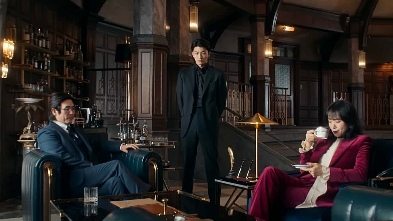 Jeon Do-yeon with other two stars in a still from 'Kill Boksoon' (Netflix/YouTube)