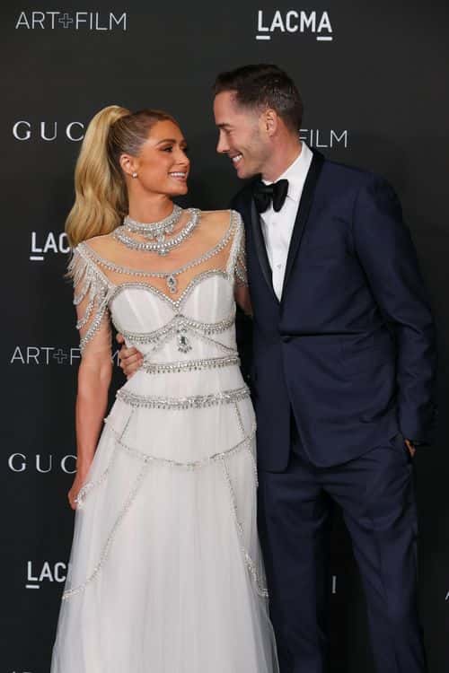Paris Hilton and Carter Reum attend the 10th Annual LACMA ART+FILM GALA presented by Gucci at Los Angeles County Museum of Art on November 06, 2021 in Los Angeles, California.