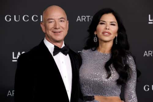 Jeff Bezos and Lauren Sanchez attends 2021 LACMA's Art+Film 10th Annual Gala at Los Angeles County Museum of Art on November 06, 2021 in Los Angeles, California.