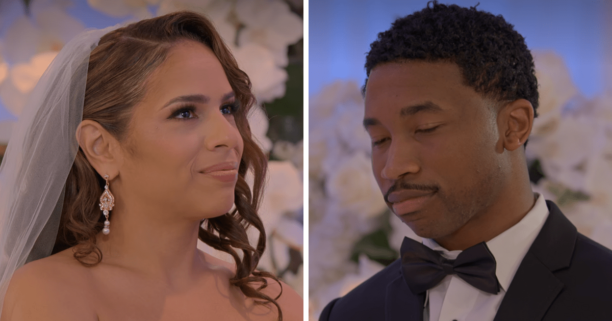 'Love is Blind' Season 5 couple James Milton and Lydia Arleen at the altar (Netflix)