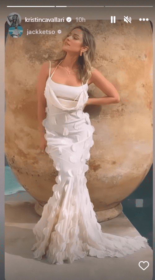 Cavallari eventually slipped into something with more coverage as she modeled a stunning white gown  (kristincavallari/Instagram)