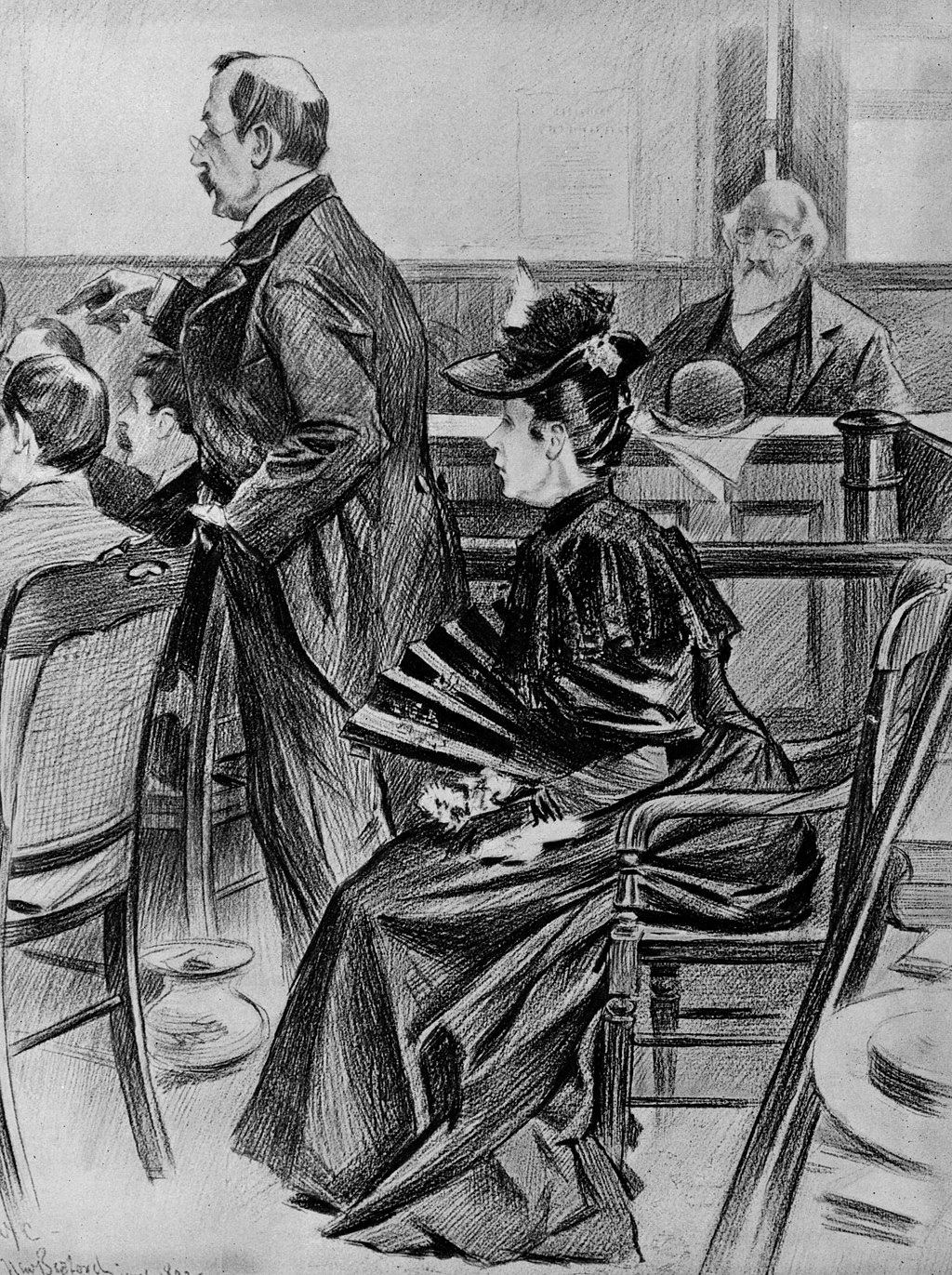 Lizzie during her trial; the jury found her not guilty (Source: Wikipedia)