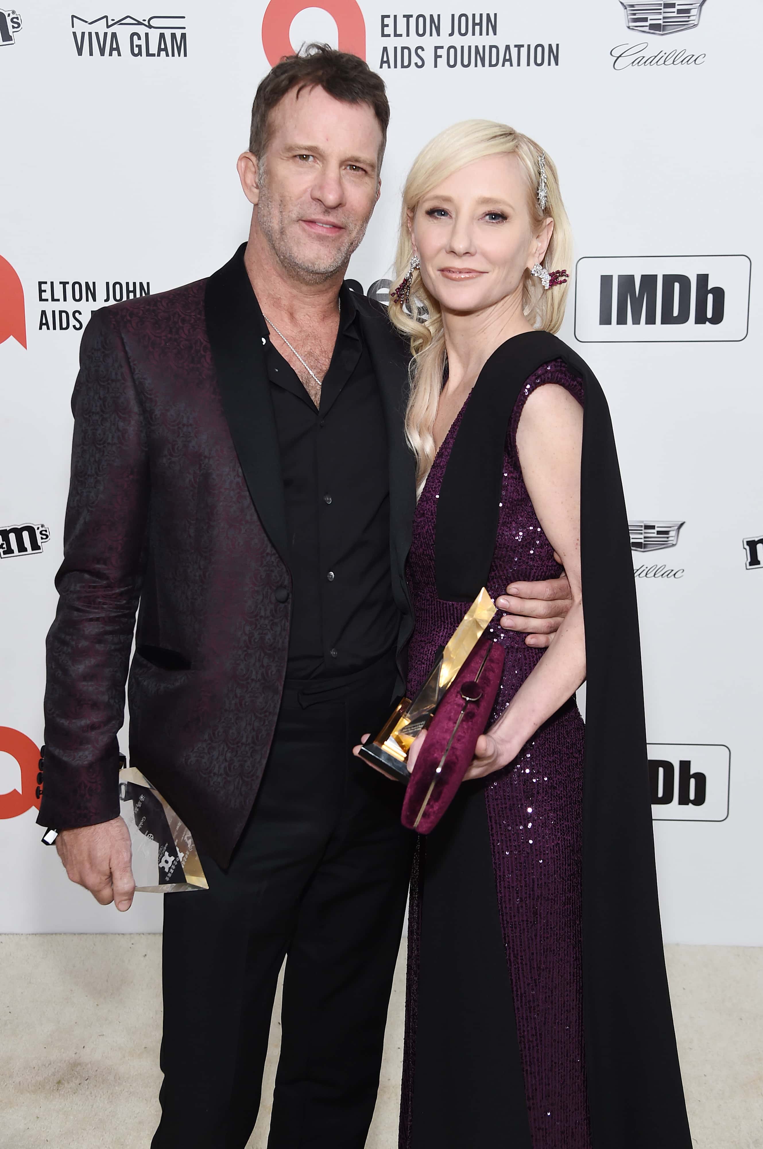 (L-R) Thomas Jane and Anne Heche attend the 28th Annual Elton John AIDS Foundation Academy Awards Viewing Party sponsored by IMDb, Neuro Drinks and Walmart on February 09, 2020 in West Hollywood, California.