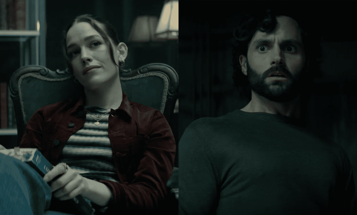 Victoria Pedretti (Love Quinn) and Penn Badgley (Joe Goldberg) in 'YOU' Season 4 (Netflix)