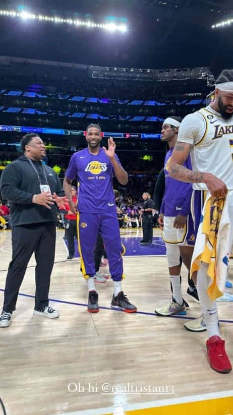Kim Kardashian shared a picture of Christian Thompson from the Lakers' game (Instagram/@kimkardashian)