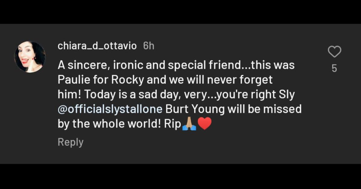 Messages of support and condolences under Stallone's post regarding Burt's passing. (@officialslystallone/Instagram)