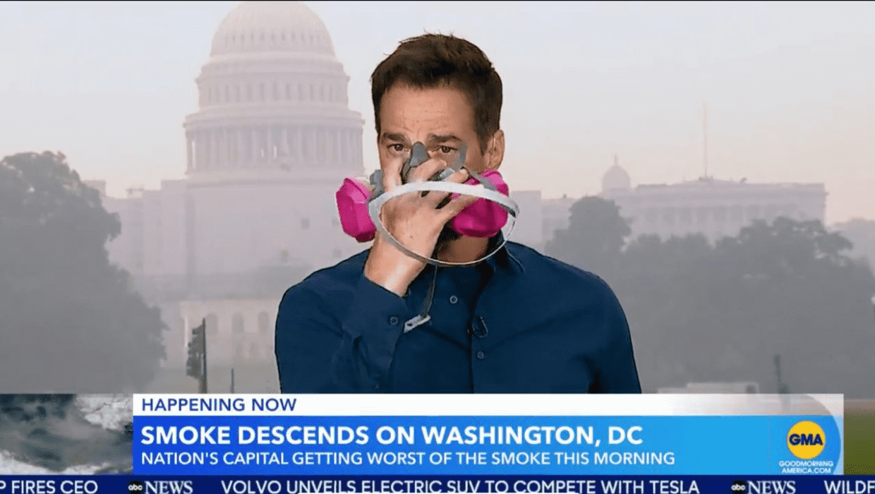 'Good Morning America' host Rob Marciano reported from Washington, DC, highly affected place by the Canadian fires (@GMA/Twitter)