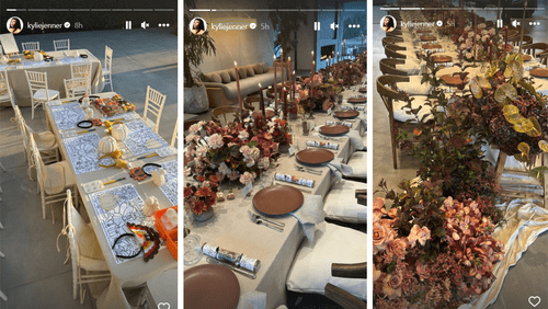 Screenshot of Kylie Jenner's Instagram story showing off Kardashians-Jenners extravagant Thanksgiving Special (Instagram/@kyliejenner)