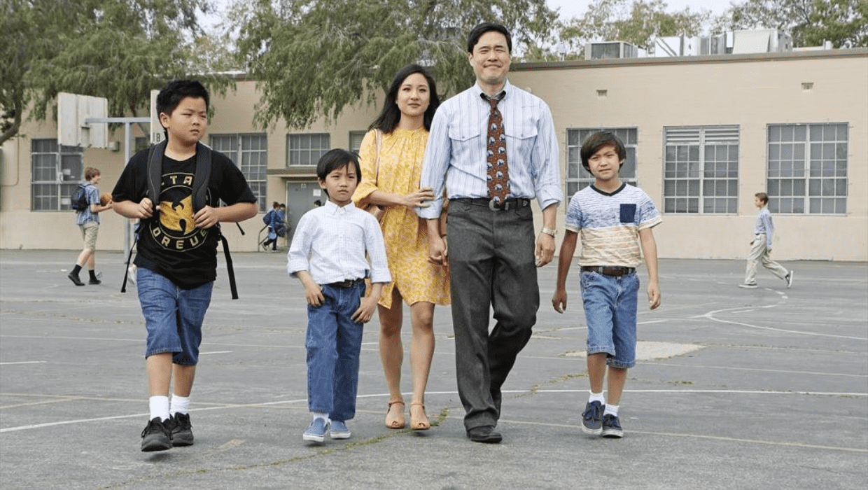 Randall Park, Constance Wu, Forrest Wheeler, Ian Chen, and Hudson Yang in 'Fresh Off the Boat' (IMDb)