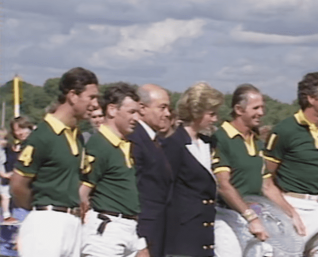 On 2 July 1988, Diana, Princess of Wales presented prizes to her husband, Prince Charles, and his victorious teammates at a charity polo match held on Smith's Lawn in Windsor Great Park. The Princess was joined by Mohamed Al-Fayed (@ITNArchive/Youtube) 