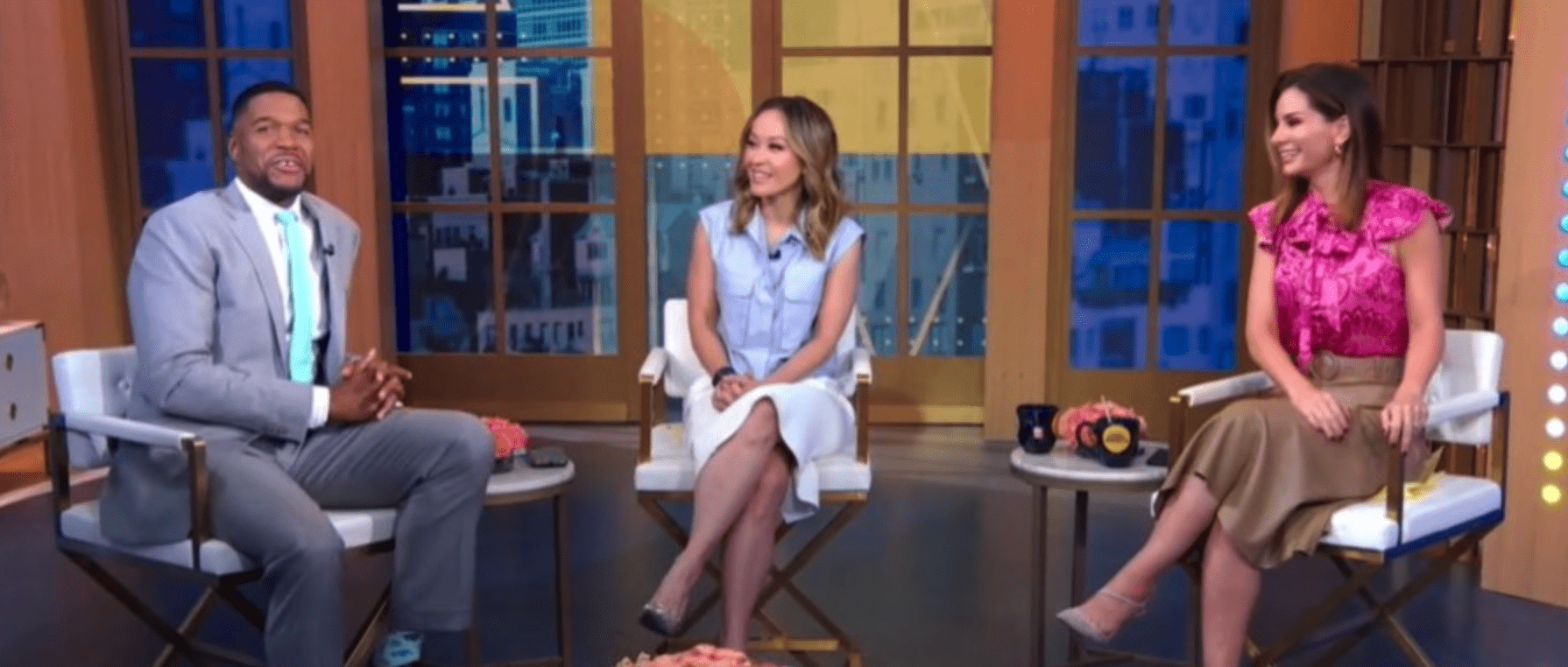 'GMA' Michael Strahan told Rebecca Jarvis and Eva Pilgrim that they have a lot to look forward to because they're children are young (ABC)