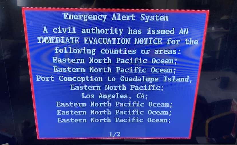 The immediate evacuation notice which was issued on television ( Barbra Wyre/Twitter)