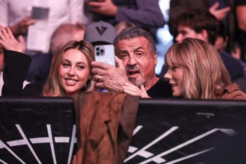 Sylvester Stallone with his wife Jennifer Flavin and daughter Sophia at UFC 281 at Madison Square Garden, New York (Backgrid)