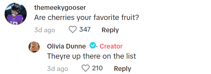 Olivia Dunne's favorite fruit (livvy/ TikTok)