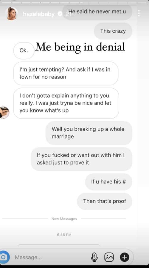 Hazel E's Instagram story detailing her husband De'Von Waller's cheating (@Hazelebaby/Instagram)