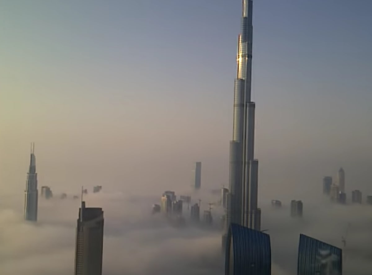 Screnshot from 2011 video of a foggy morning in Down Town, Dubai (Screenshot/Youtube)
