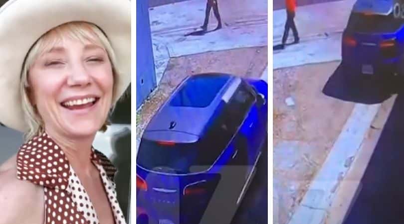 New video footage shows Anne Heche almost hit a pedestrian on the street (Photo: Anne Heche/ Instagram, screengrab of TMZ exclusive)