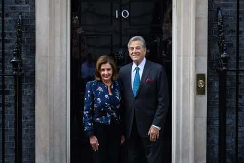 US House Speaker Nancy Pelosi and her husband Paul Pelosi arrive for a meeting with Prime Minister Boris Johnson at Downing Street on September 16, 2021 in London, England. The speaker of the United States House of Representatives is in the UK to participate in the G7 Heads of Parliament Conference this week in Chorley, England.