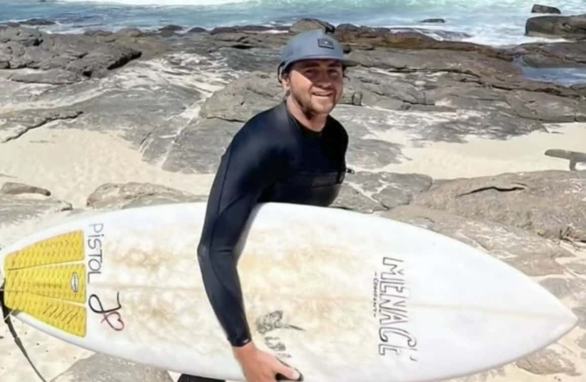 Max Marsden, 30, was enjoying an early morning surf session with his friend Danny Williams at Lucy's Beach, about 20 kilometers south of Geraldton, when the beast took out a chunk of his right arm on Sunday, April 23. (10 News First Perth/Facebook)