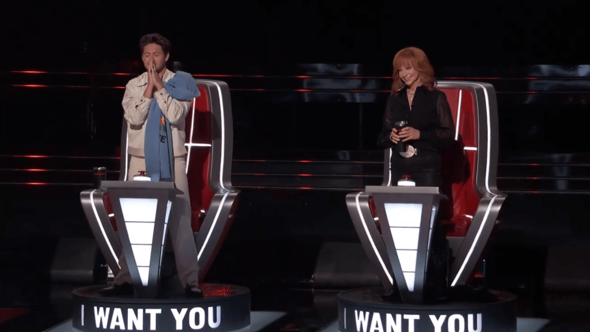 Reba McEntire and Niall Horan turned chair for 'The Voice' Season 24 singer Angelina Nazarian (NBC)