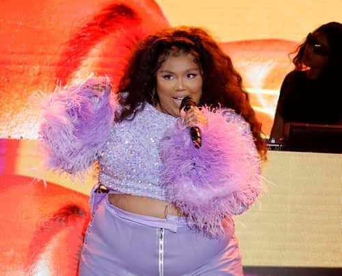 (FOR EDITORIAL USE ONLY) In this image released on July 14, Lizzo performs live onstage at the iHeartRadio Album Release Party with Lizzo at iHeartRadio Theater LA in Burbank, California.